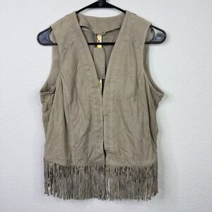 Milestone Vest IT44/M Taupe Goat Suede Fringe Western Boho Festival Cowgirl Moto